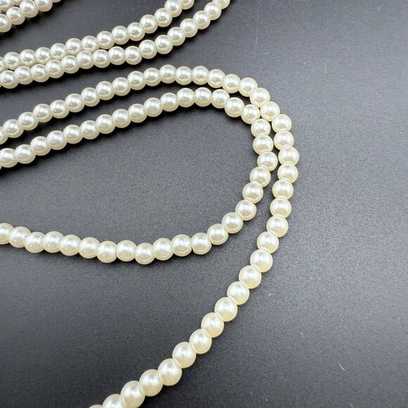Faux Pearl Long Single Strand Necklace Elegant Opera Length Beaded Jewelry Acces - Picture 4 of 8